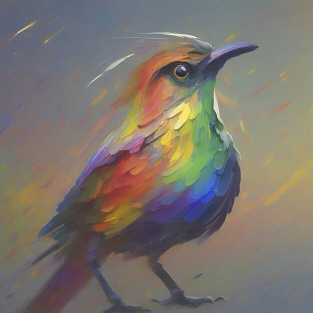 PSD rainbow bird paintings in the impressionist style