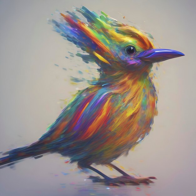 PSD rainbow bird paintings in the impressionist style