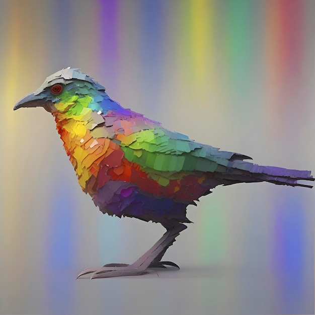 PSD rainbow bird paintings in the impressionist style