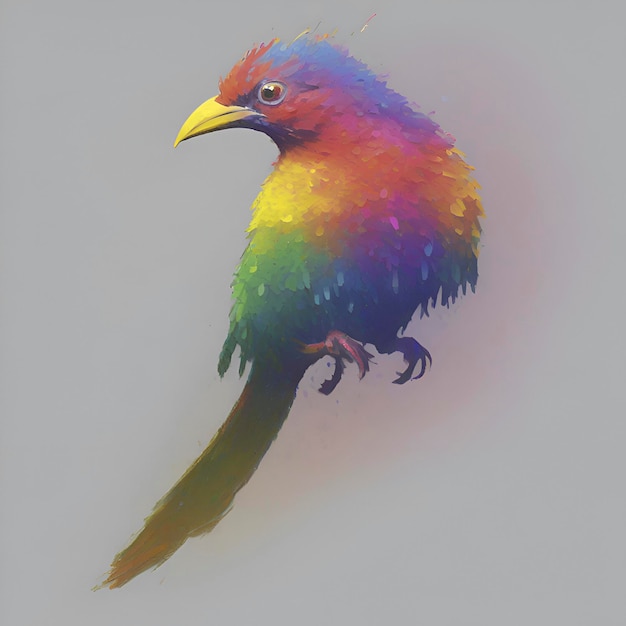 PSD Картины о радужных птицах в импрессионистском стиле