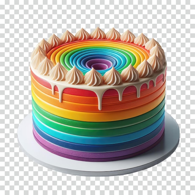 PSD torta arcobaleno sullo sfondo trasparente.