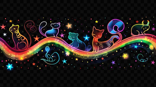 A rainbow of cats and the rainbow