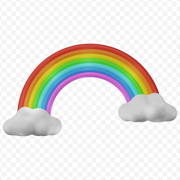 PSD rainbow in the cloud 3d rendering illustration