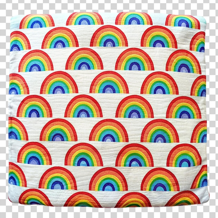 PSD rainbow color blanket isolated on transparent background