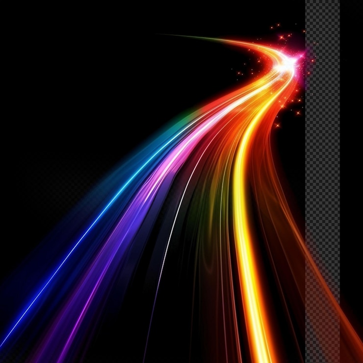 PSD rainbow colored light beam wave effect