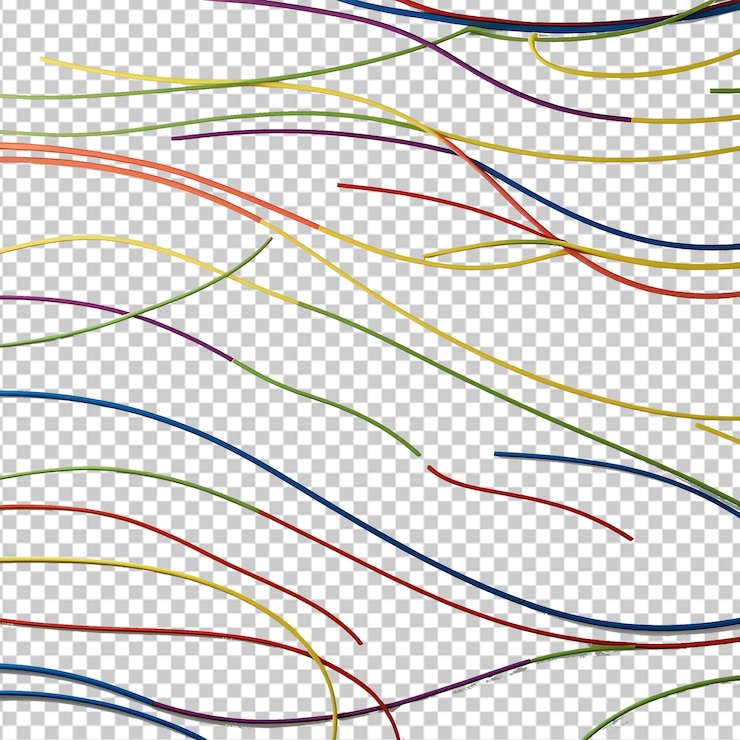 PSD rainbow colored line on a grid transparent background psd