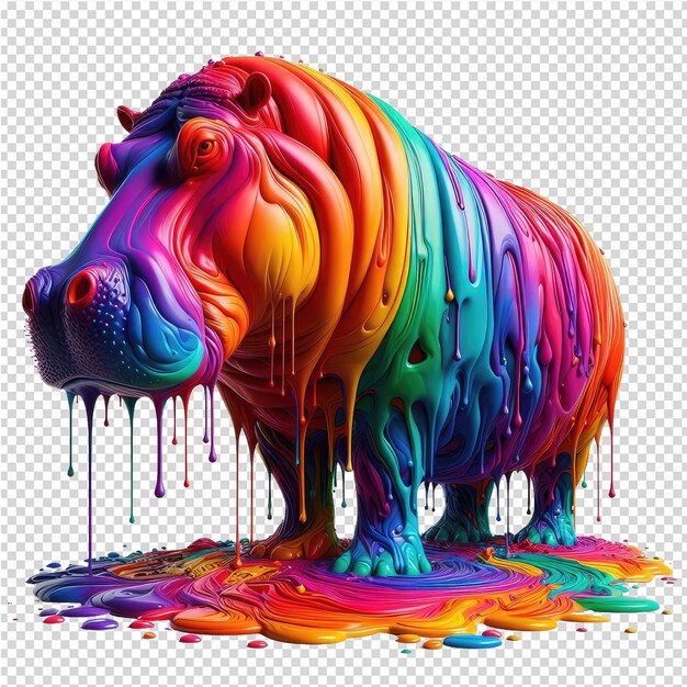 PSD a rainbow colored lion with a rainbow colored background