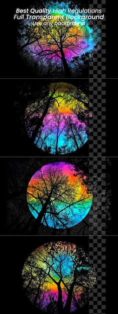 PSD alberi color arcobaleno in un arcobaleno di colori