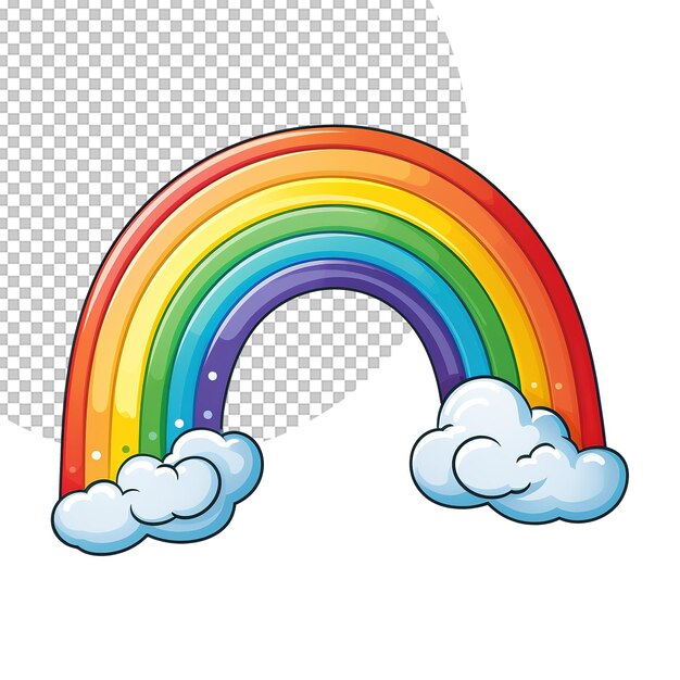 PSD rainbow- en wolkenillustratie op een doorzichtige achtergrond