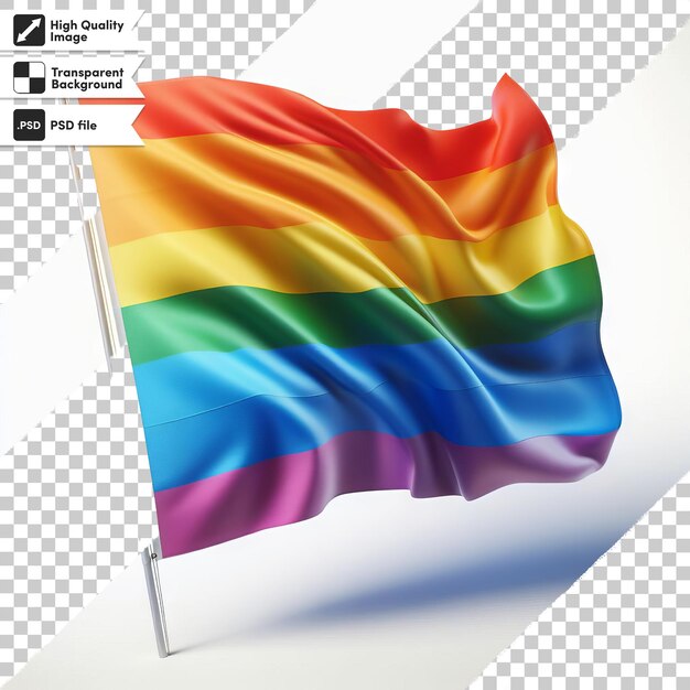 Una bandiera arcobaleno su uno sfondo bianco con un bordo nero
