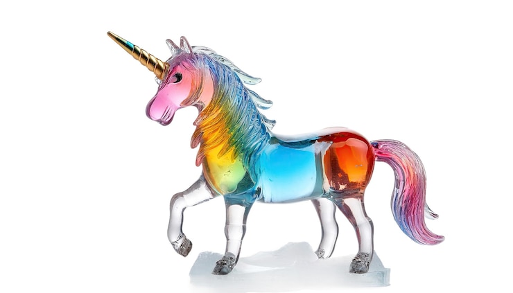 PSD rainbow glass unicorn figurine