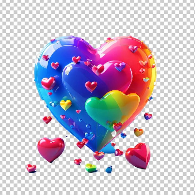 PSD rainbow and hearts on blue background 3d illustration copy space generative ai 1