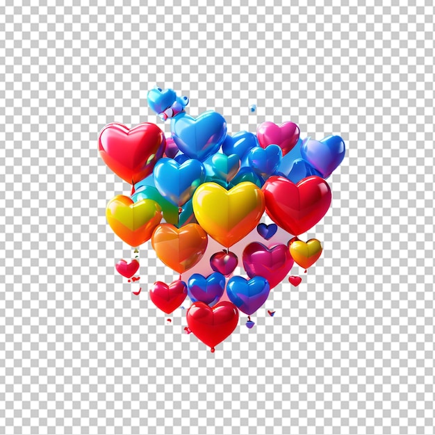 Rainbow and hearts on blue background 3d illustration