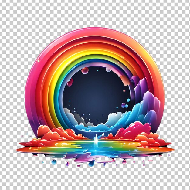 PSD rainbow and hearts on blue background 3d illustration