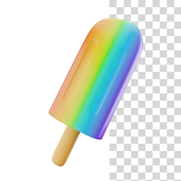 PSD gelato arcobaleno su un bastoncino con sopra un colore arcobaleno