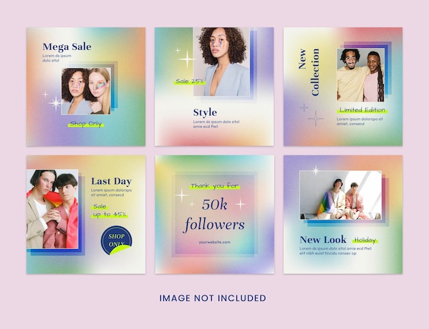 PSD rainbow instagram post template vol1