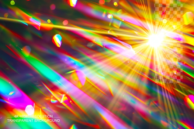 PSD rainbow kristal licht lek flare reflectie effect sets op transparante achtergrond