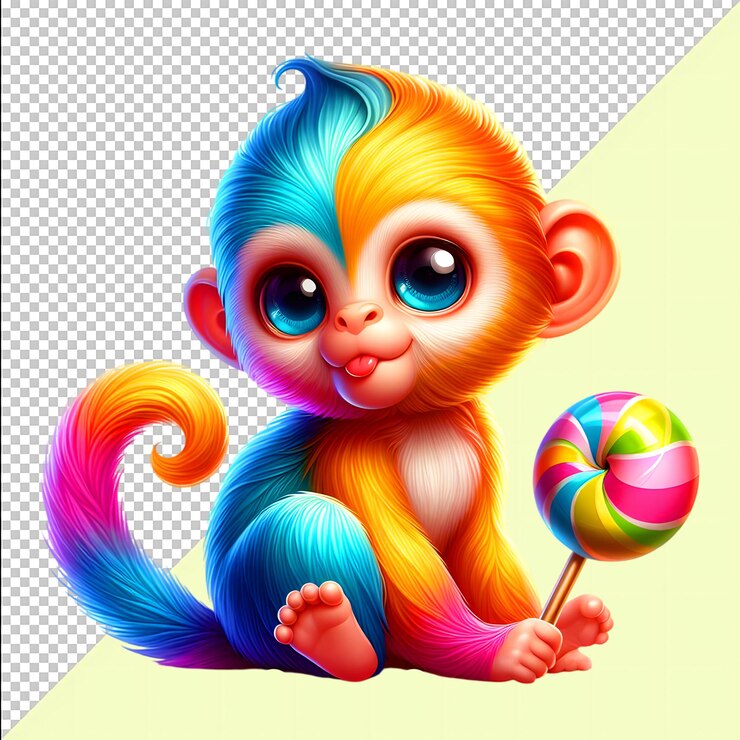 PSD rainbow monkey with lollipop