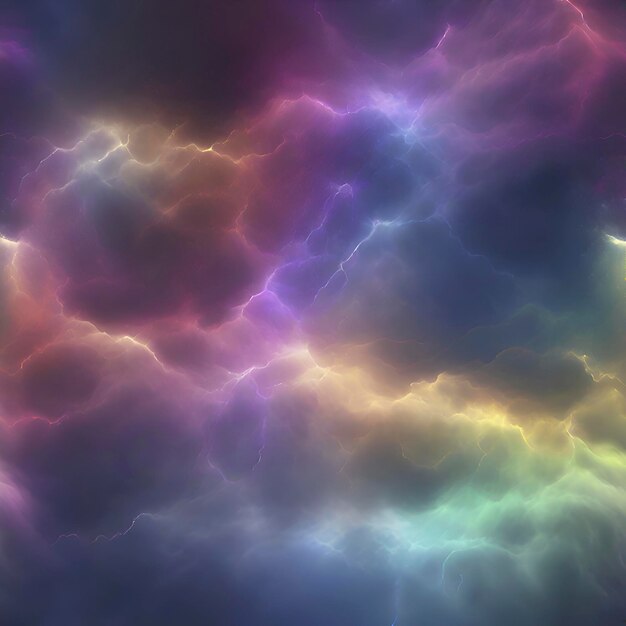 PSD rainbow nebula sky and thunder colorful background aigenerated