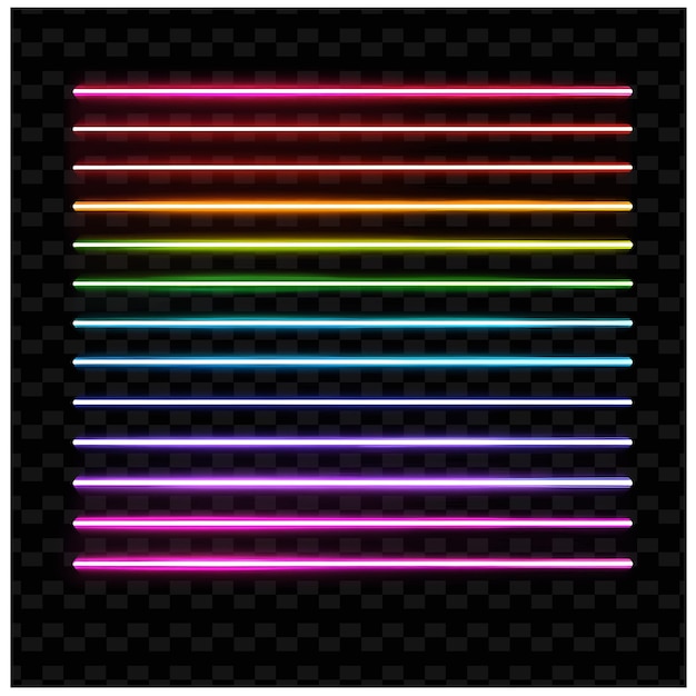 A rainbow of neon lights on a black background