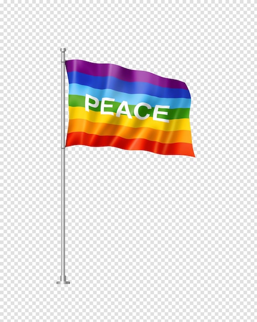 PSD rainbow peace flag 3d illustration isolated on white