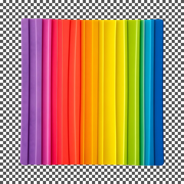 PSD rainbow playdoh colors isolated on transparent background
