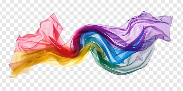 Rainbow pride color fabric floating in the air isolate on transparency background PSD