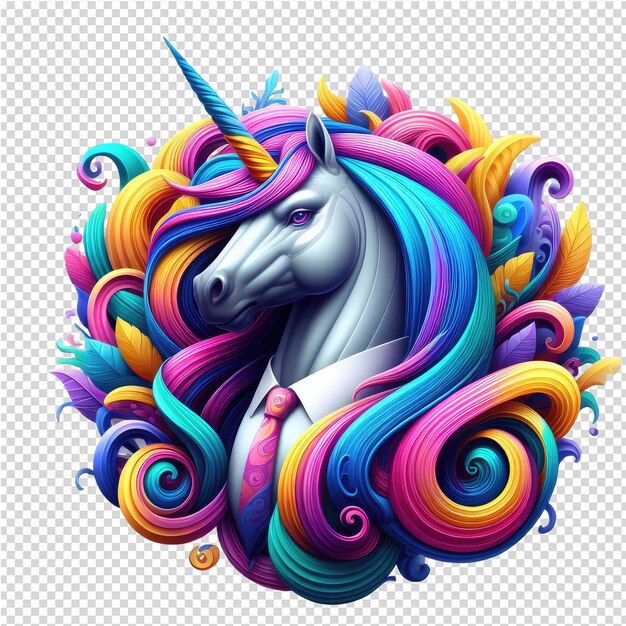 Il regno dell'arcobaleno un unicorno renderizzato in 3d