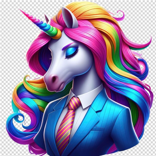 PSD il regno dell'arcobaleno un unicorno renderizzato in 3d