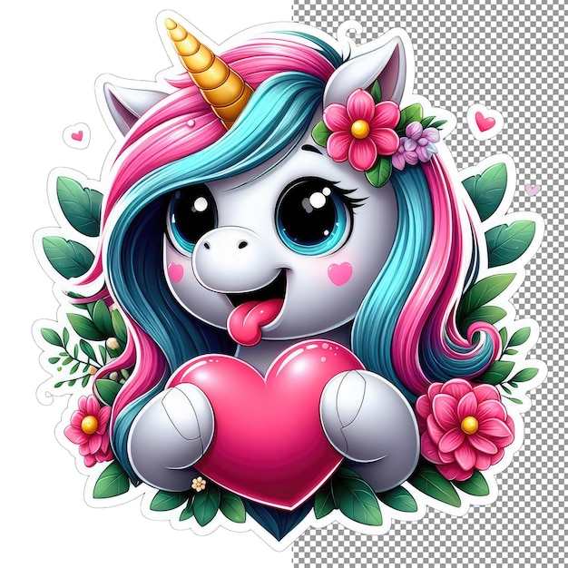 PSD rainbow romance unicorn's hartelijke gebaar sticker