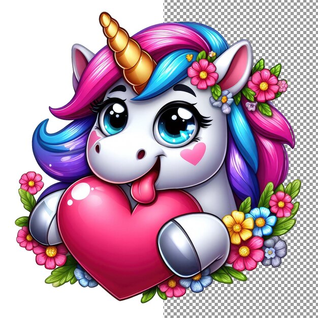 Rainbow Romance Unicorn's Heartfelt Gesture Sticker