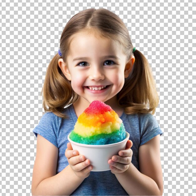 PSD rainbow shaved ice hold a cute little girl