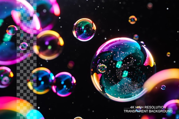 PSD rainbow soap bubbles levendige bubbels creëren een spectrum van kleuren op een doorzichtige achtergrond