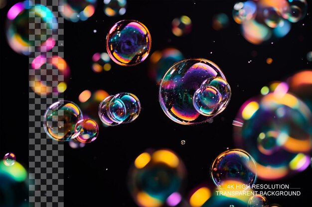 PSD rainbow soap bubbles vibrant bubbles create a spectrum of colors on transparent background