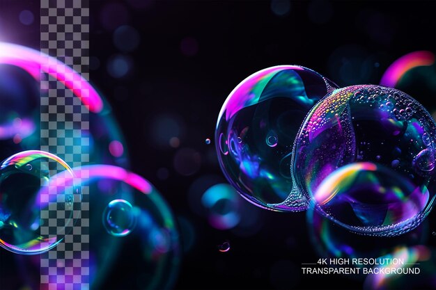 PSD rainbow soap bubbles vibrant bubbles create a spectrum of colors on transparent background