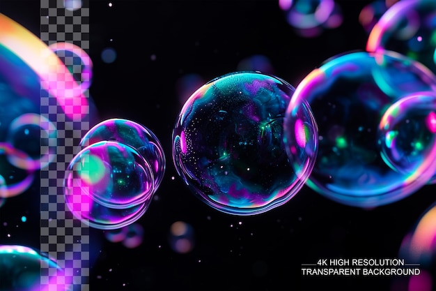 PSD rainbow soap bubbles vibrant bubbles create a spectrum of colors on transparent background