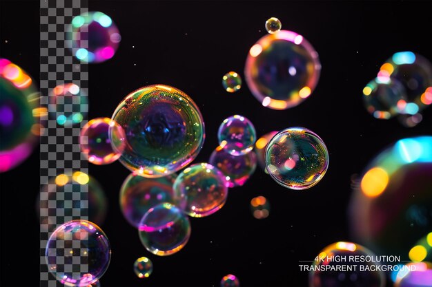 PSD rainbow soap bubbles vibrant bubbles create a spectrum of colors on transparent background