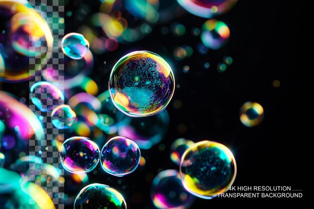 Rainbow soap bubbles vibrant bubbles create a spectrum of colors on transparent background