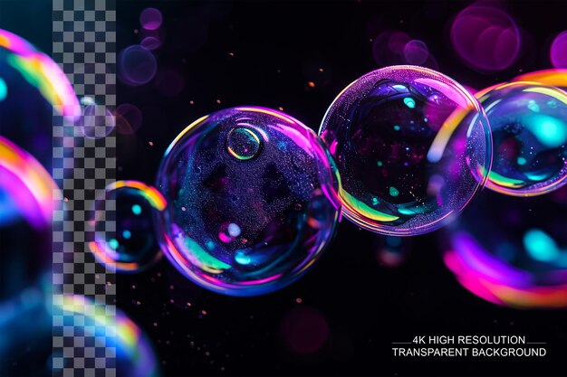 PSD rainbow soap bubbles vibrant bubbles create a spectrum of colors on transparent background