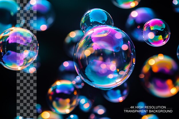 PSD rainbow soap bubbles vibrant bubbles create a spectrum of colors on transparent background