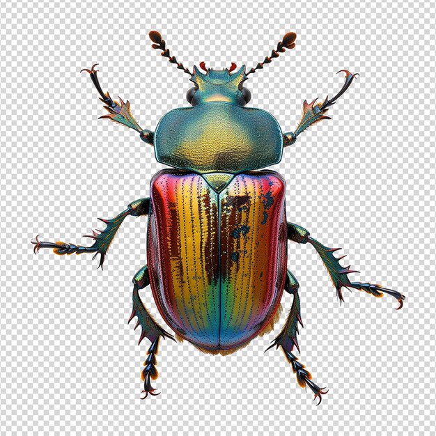 PSD rainbow stag beetle png geïsoleerd op transparante achtergrond png