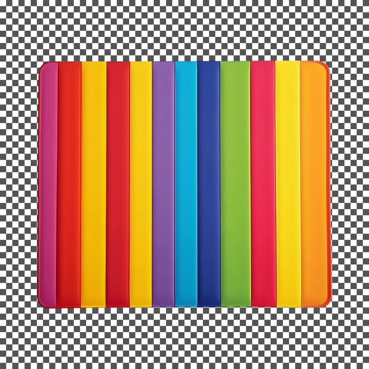 PSD rainbow striped play mat isolated on transparent background