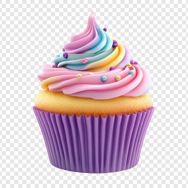 PSD rainbow swirl cupcake sweet treat delicious dessert bakery purple liner