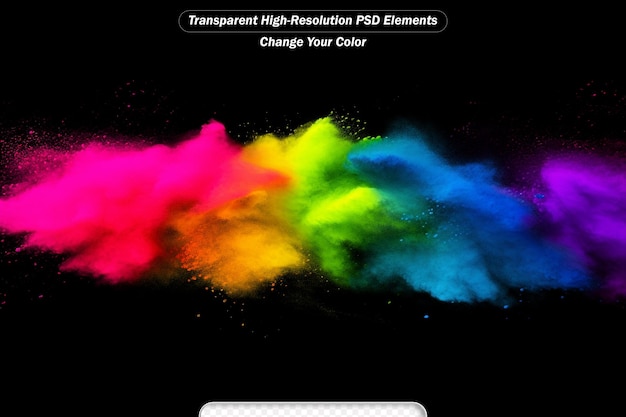 Rainbow watercolor banner transparent background on black pure neon watercolor colors