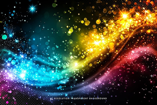 PSD rainbow with glitter star isolated on transparent background