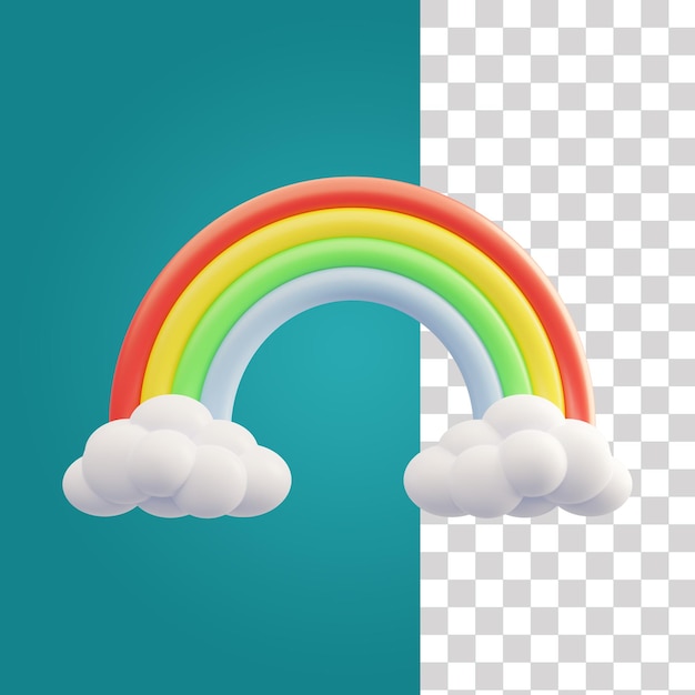 PSD un arcobaleno con due nuvole sotto