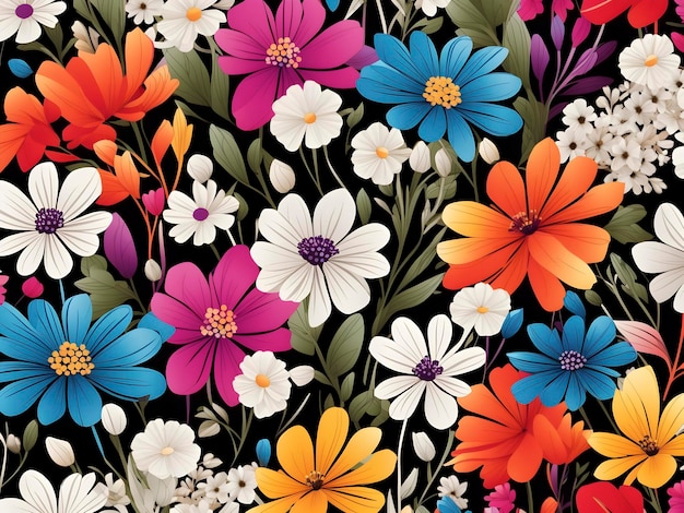 PSD rainbowcolored with white wildflower patterns aigenerated