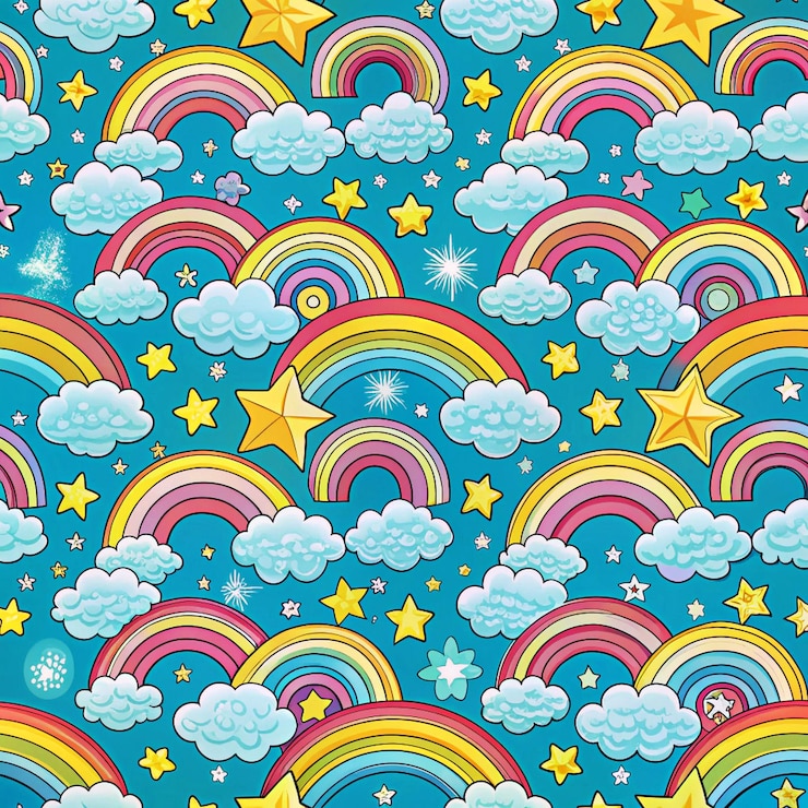 PSD rainbows on a blue background