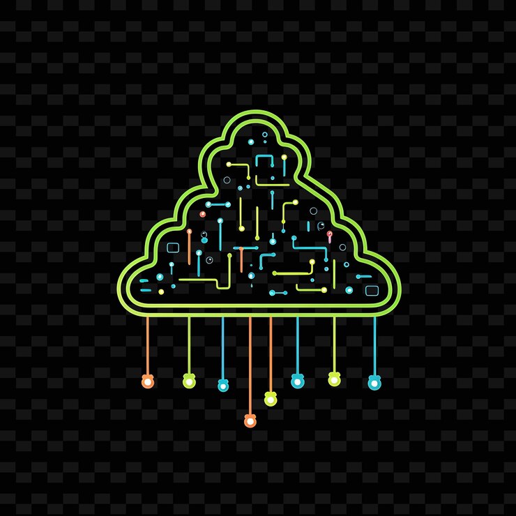 PSD raincloud moody gray dotted neon lines umbrella decorations shape y2k neon light art collections