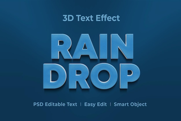 Raindrop 3d Text Style Effect Szablon Makiety Premium